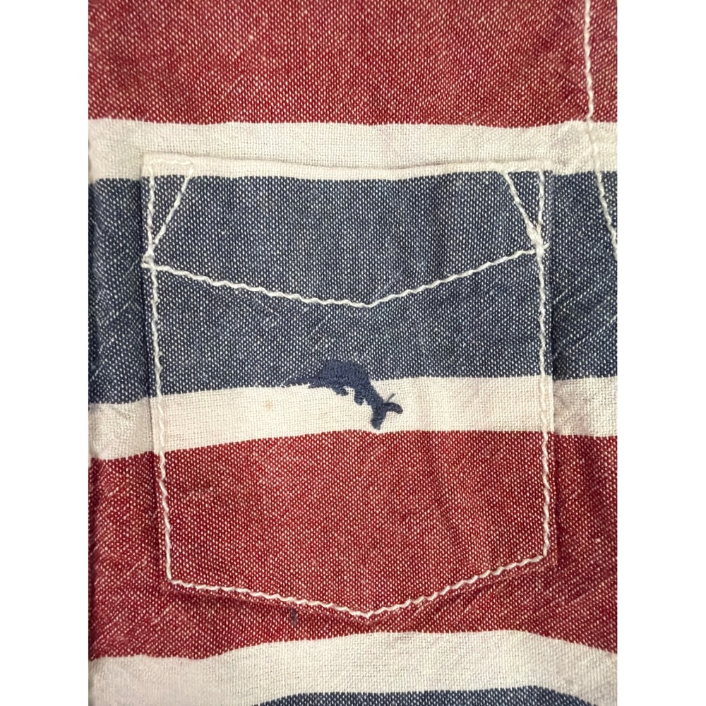 Tommy Bahama Button Down Shirt Boys 18M Red Blue Striped Short Sleeve Marlin - Picture 3 of 6